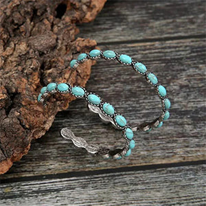 Vintage C-Shaped Turquoise Hoop Earrings