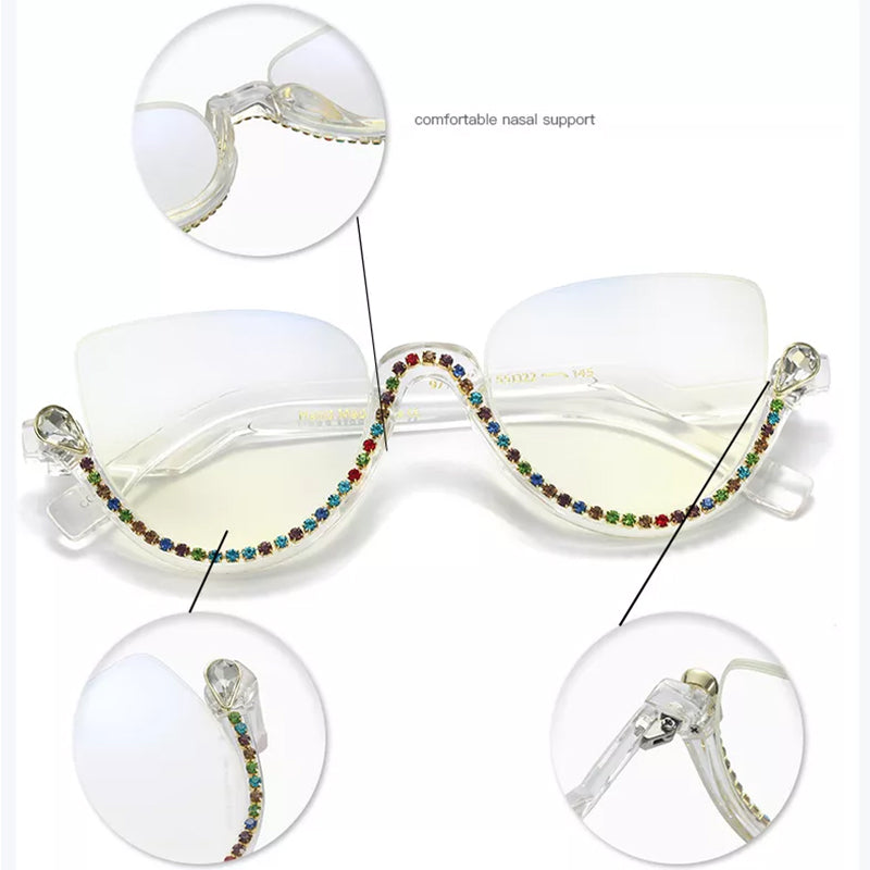 Cat-eye White-Diamond Eyeglasses for Women