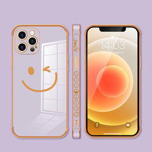 Side Smiley Face Pattern Case Cover For iPhone