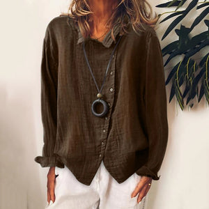 Women's Cotton Linen Loose Solid Temperament Shirt