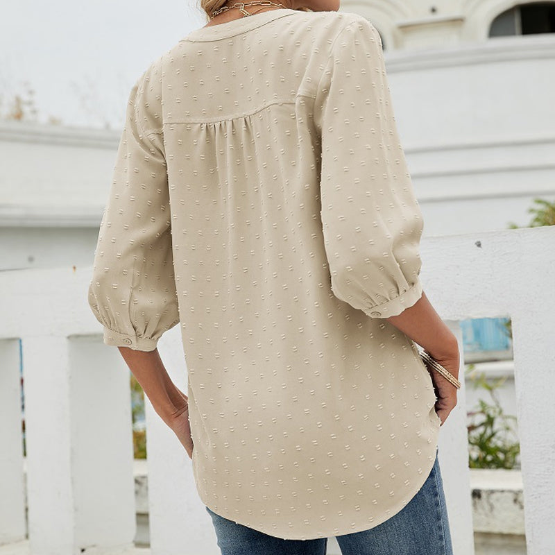 Stand Collar Mid Sleeve Shirt