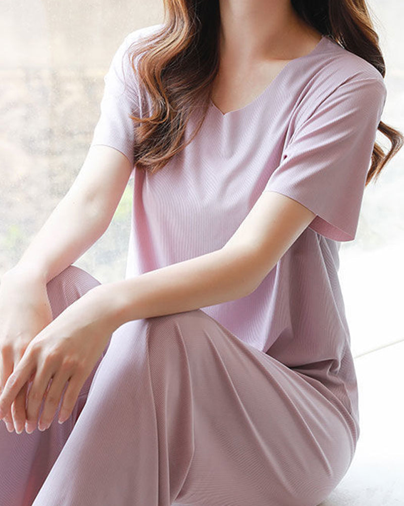 Ice Silk Pajama Two-piece Set