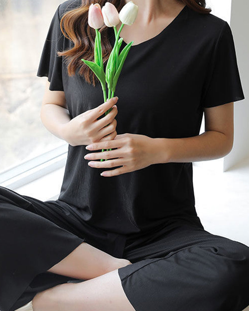 Ice Silk Pajama Two-piece Set