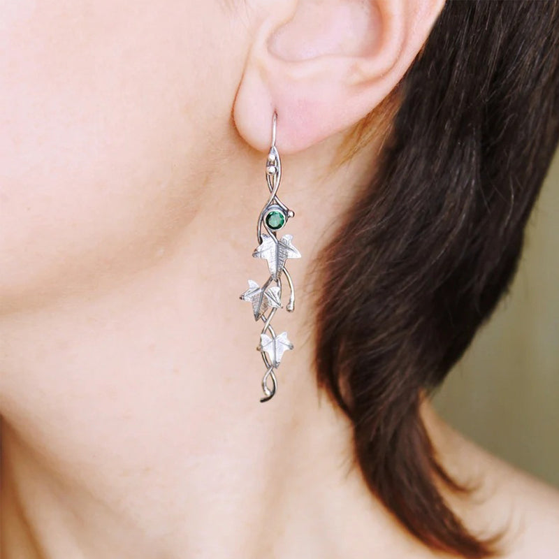 Vintage Leaf Gemstone Earrings