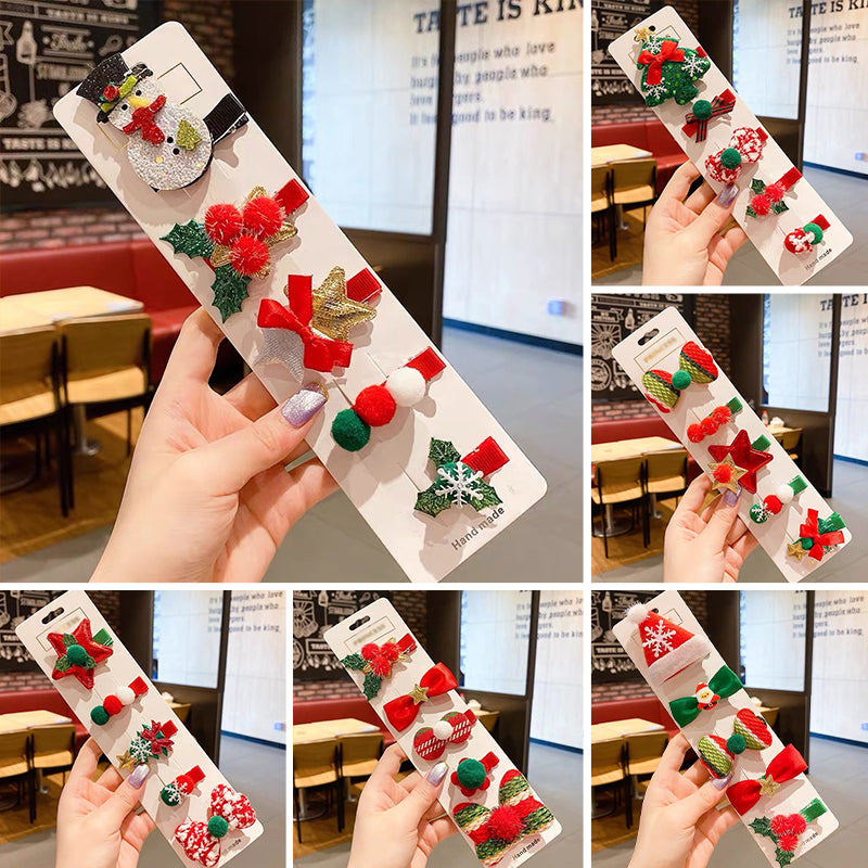 5 Pieces Christmas Hair Clips Set