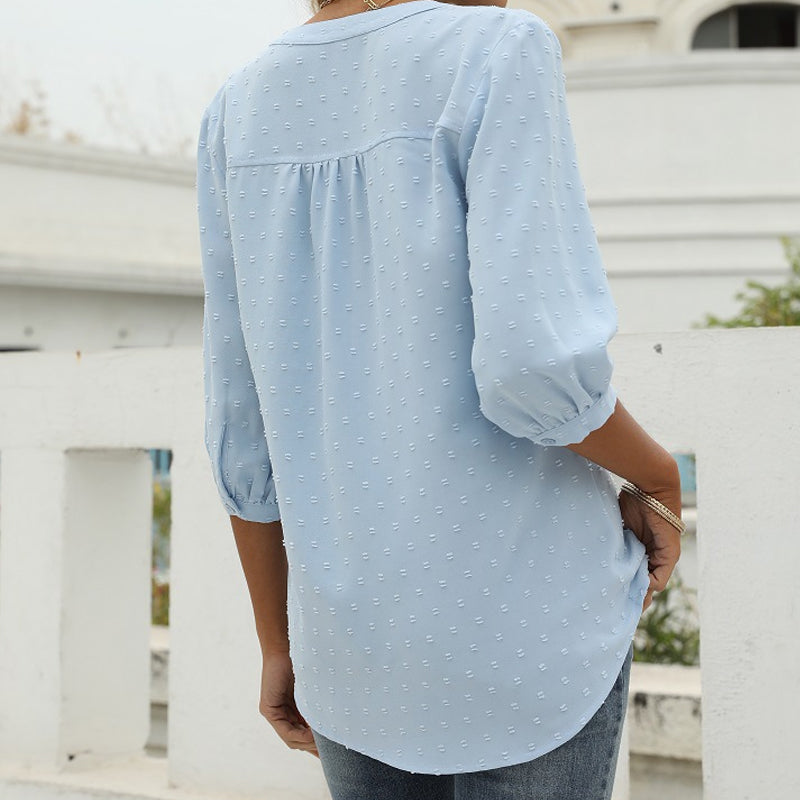 Stand Collar Mid Sleeve Shirt