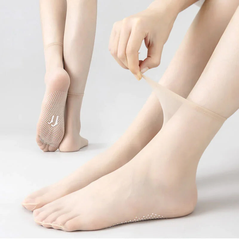 Invisible slip-resistant crystal silk socks