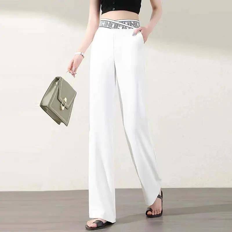 Letter High Waist Wide Leg Pants