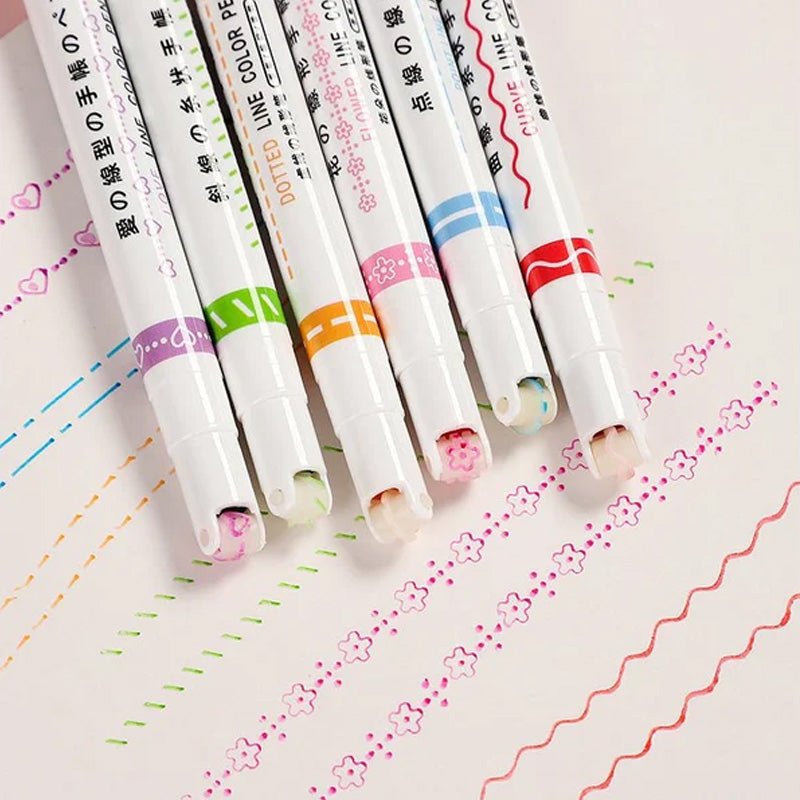 🎨Christmas sale 50% OFF🖌️🖍️ Dual Tip Pens with 6 Different Curve Shapes Fine Tips