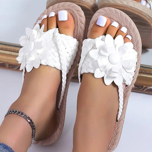Floral Pattern Beach Flip Flops