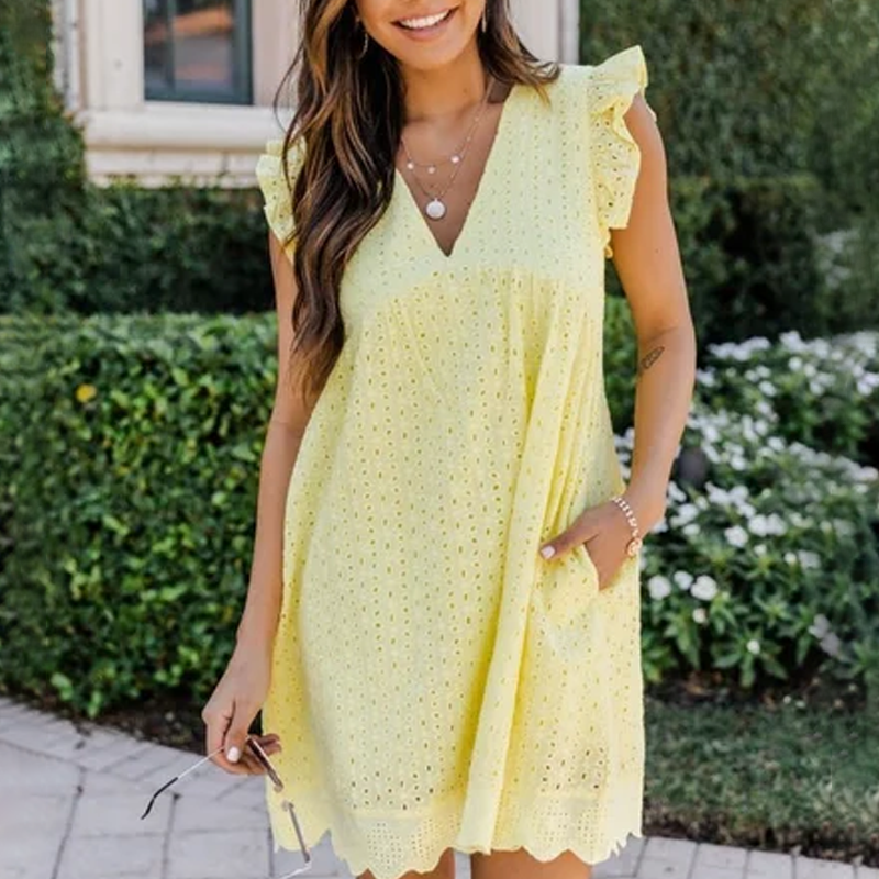 Lace Hollow V-Neck Dress