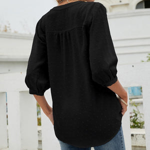 Stand Collar Mid Sleeve Shirt