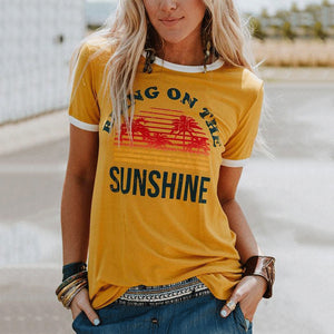 Coconut Tree Print Crew Neck T-Shirt