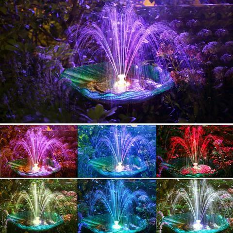 Solar Powered Bird Fountain With Lights