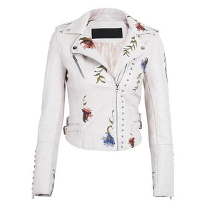 Fashion Floral  Leather Jacket