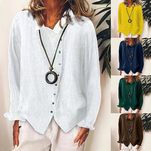Women's Cotton Linen Loose Solid Temperament Shirt