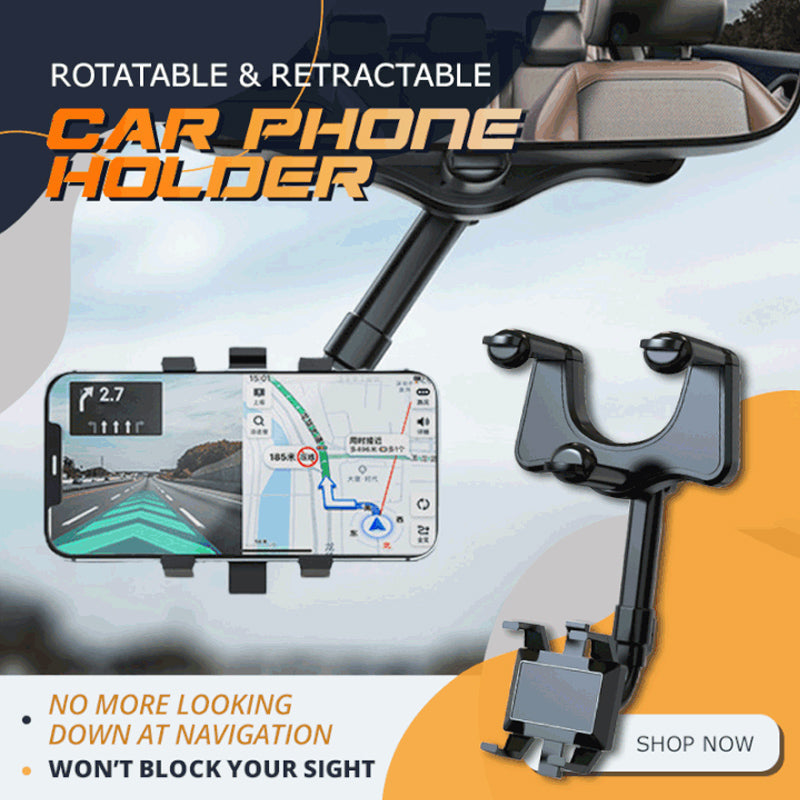 360° Rotating Car Rearview Mirror Phone Holder