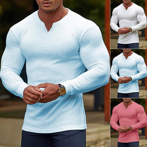 Men's V-Neck Basic Solid Color Shirt