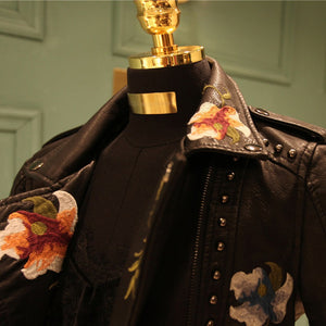 Fashion Floral  Leather Jacket