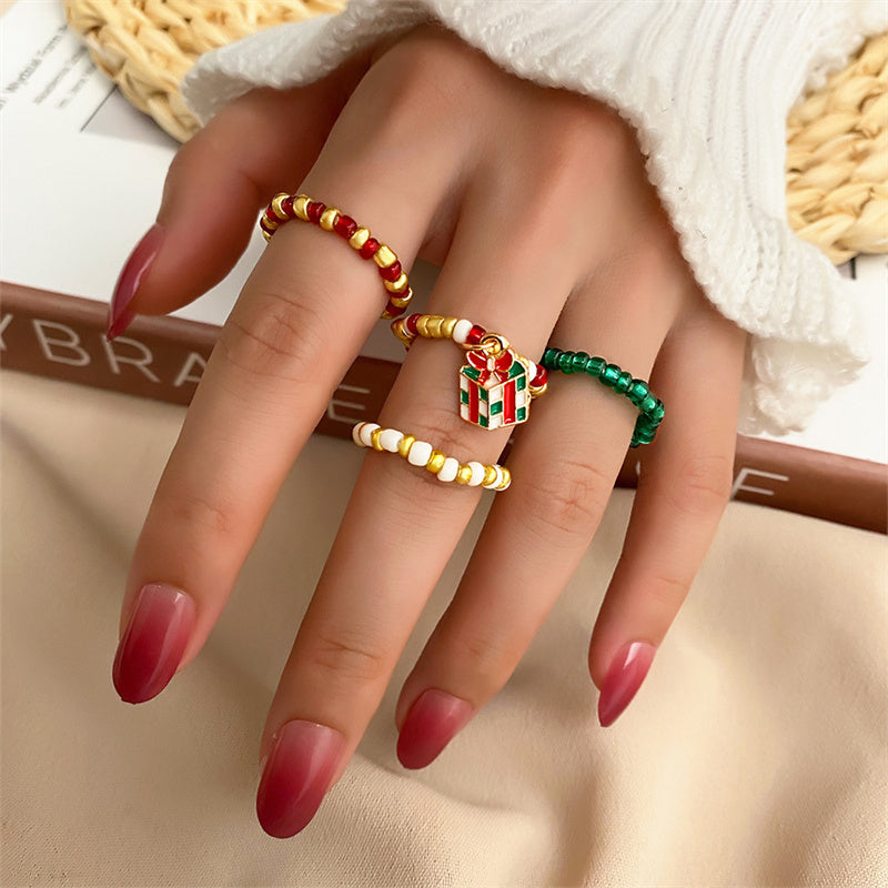 4 PCs Christmas Band Ring