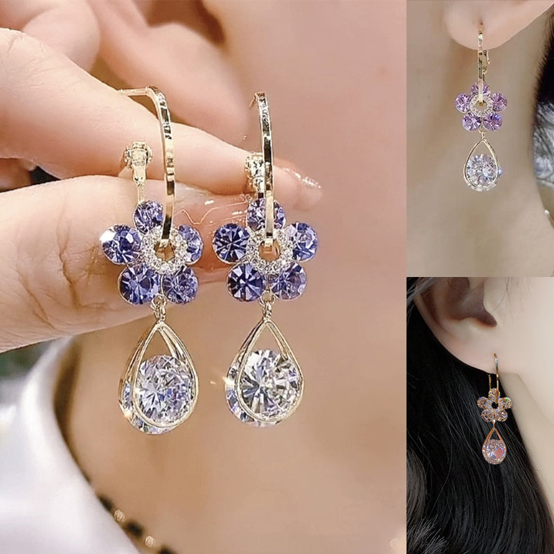 Fashion Flower Crystal Earrings