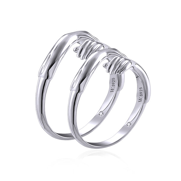 Silver Hug Couple Ring