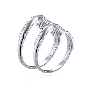 Silver Hug Couple Ring