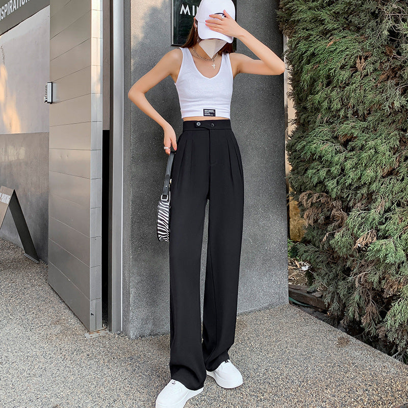 Solid Color Casual Wide Leg Pants
