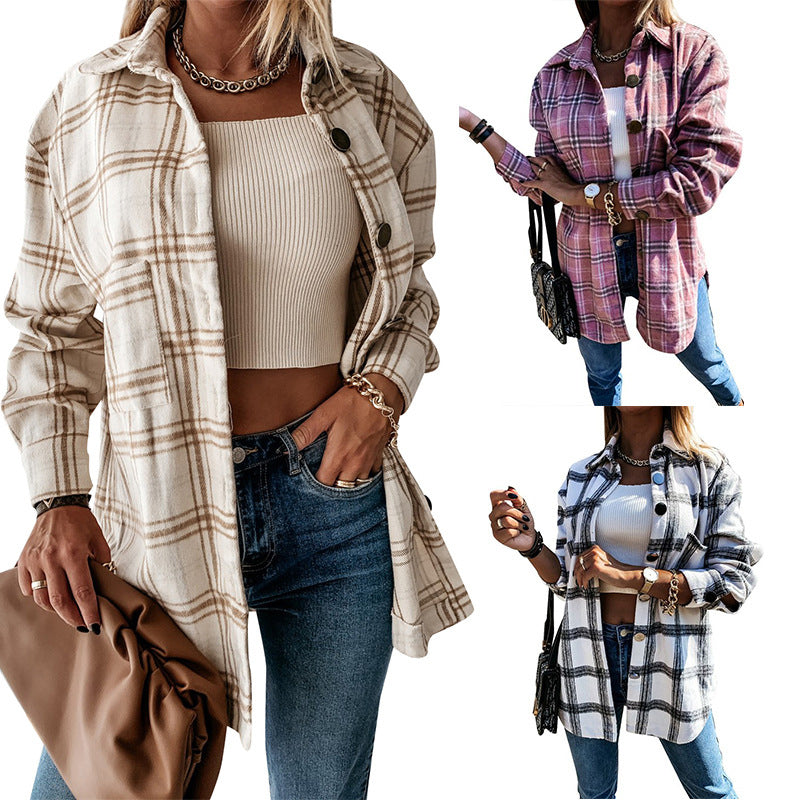 Women's Casual Plaid Coat