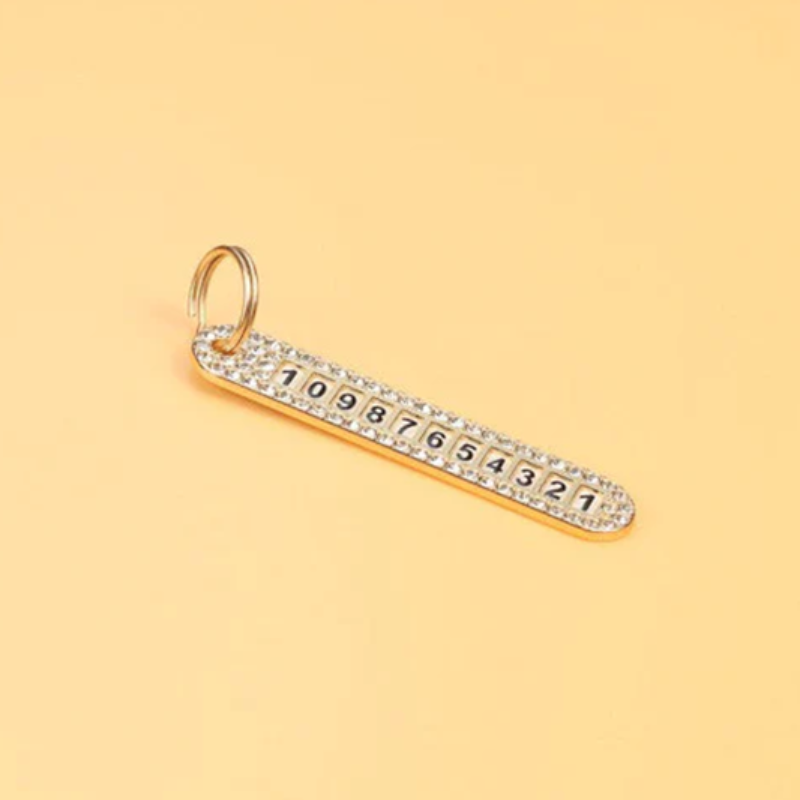Diamond Car Number Plate Key Pendant