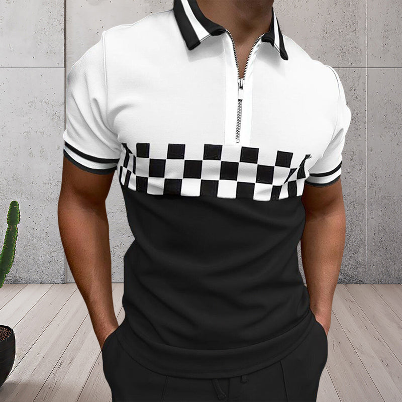 Men's Colorblock Zip Polo Shirt
