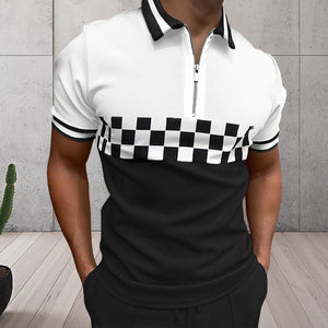 Men's Colorblock Zip Polo Shirt