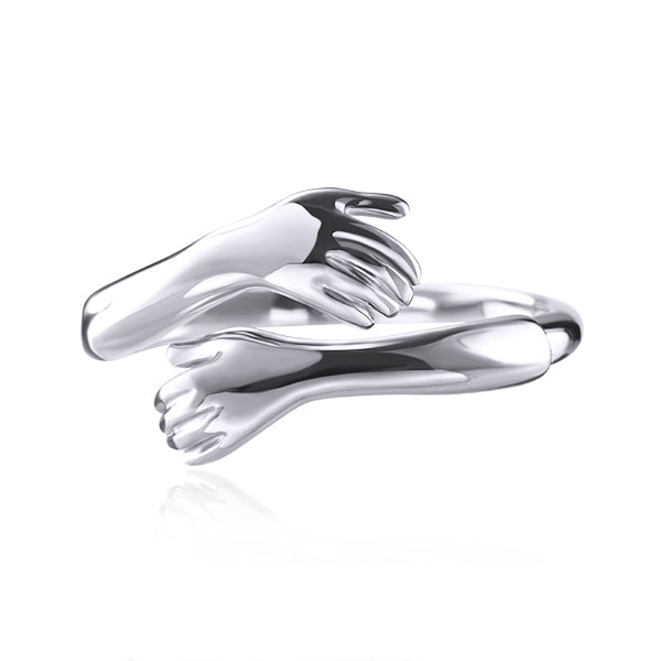 Silver Hug Couple Ring