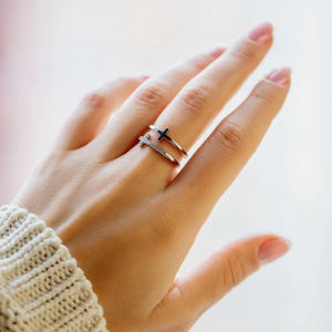 To My Daughter "Pray Through It" Twin Band Cross Ring