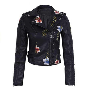 Fashion Floral  Leather Jacket