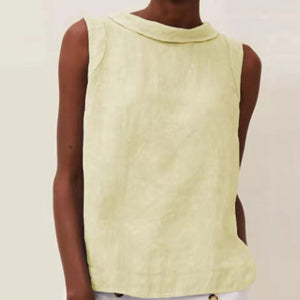Solid Color Cotton And Linen T-Shirt