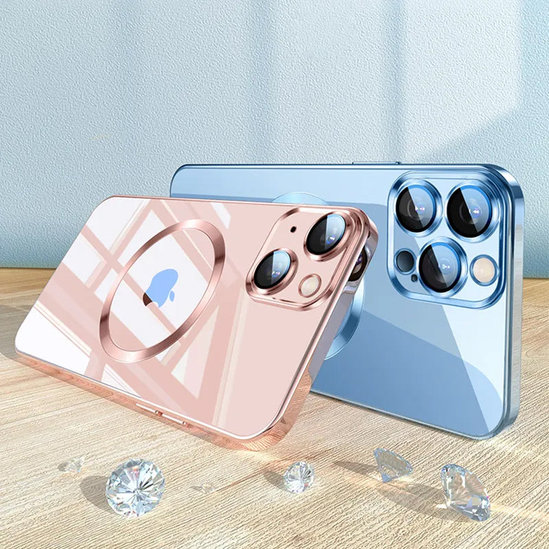 Electroplating Wireless Magnetic Charging All-Inclusive Lens Case for iPhone