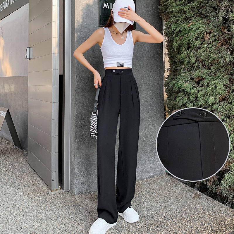 Solid Color Casual Wide Leg Pants