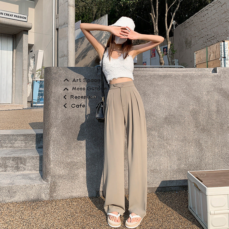 Solid Color Casual Wide Leg Pants