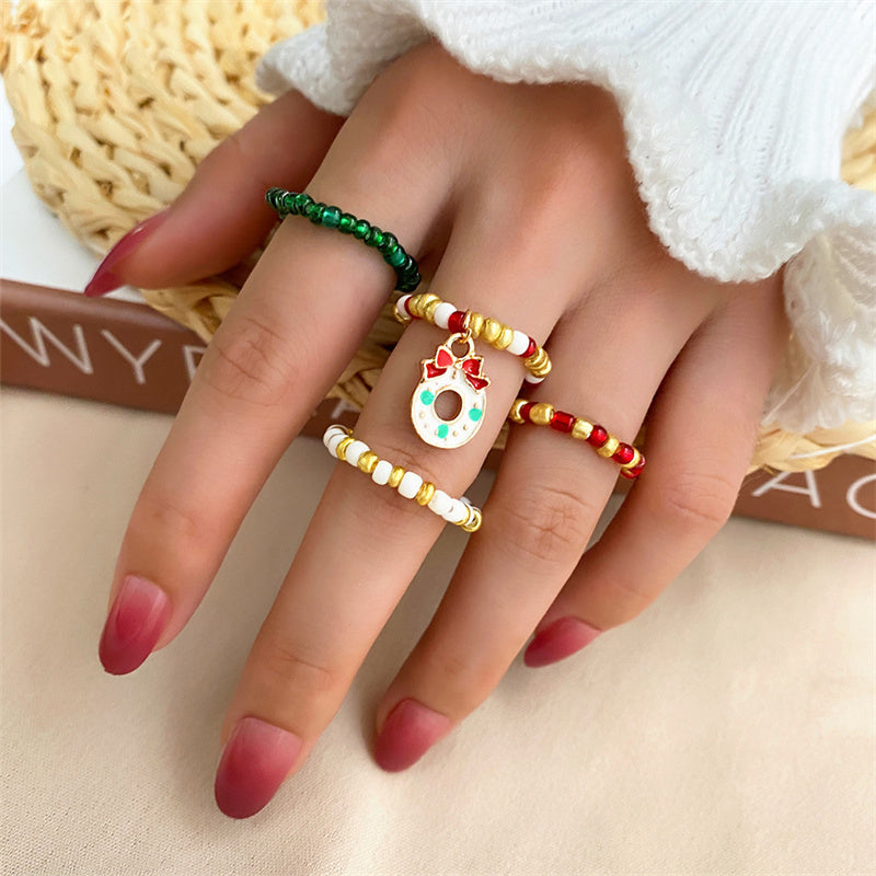 4 PCs Christmas Band Ring
