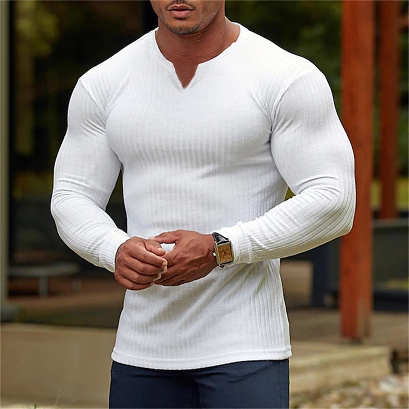 Men's V-Neck Basic Solid Color Shirt