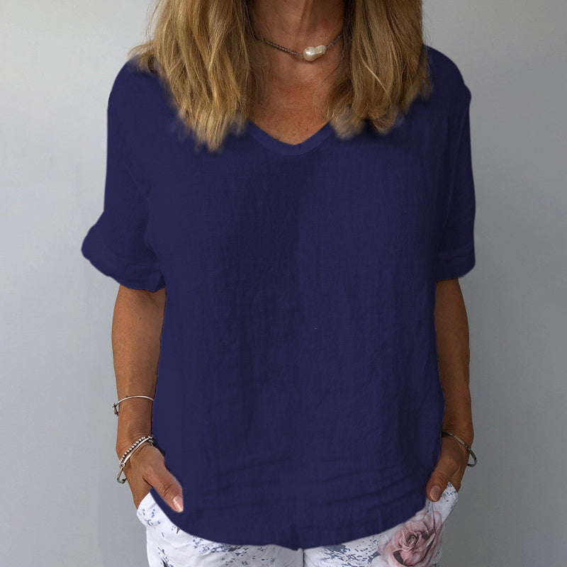 Women's Pure Color Casual Cotton Shirt