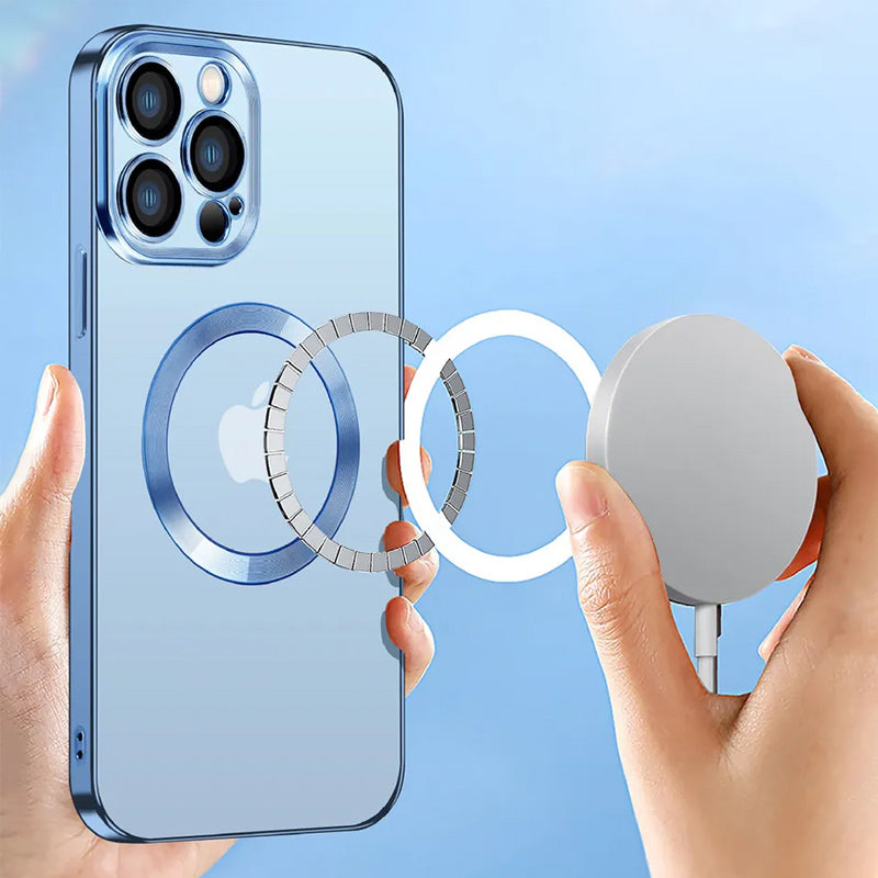 Electroplating Wireless Magnetic Charging All-Inclusive Lens Case for iPhone