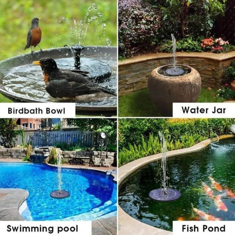 Solar Powered Bird Fountain With Lights