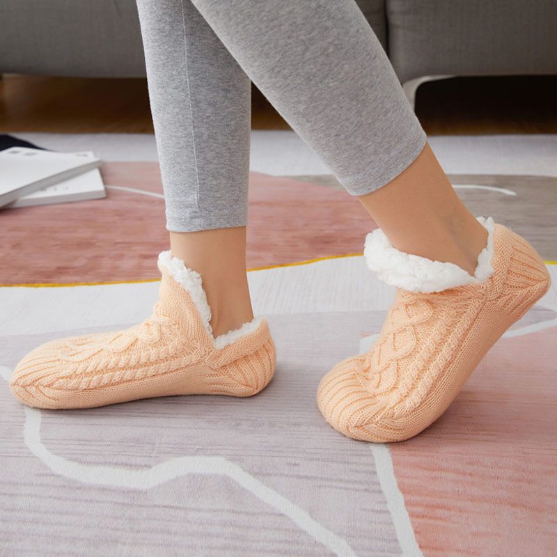 New Woven And Velvet Indoor Socks Slippers