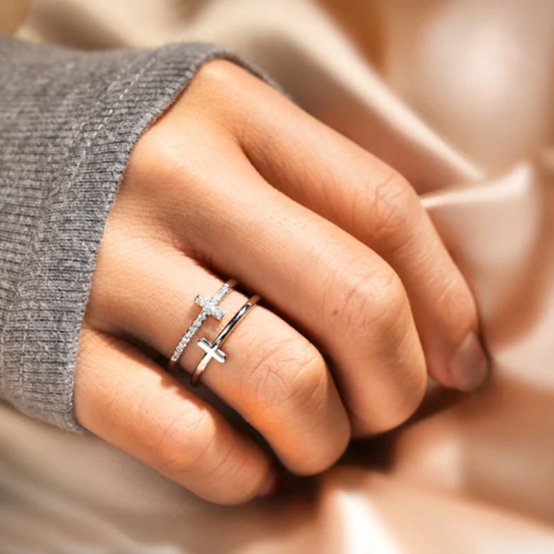 To My Daughter "Pray Through It" Twin Band Cross Ring