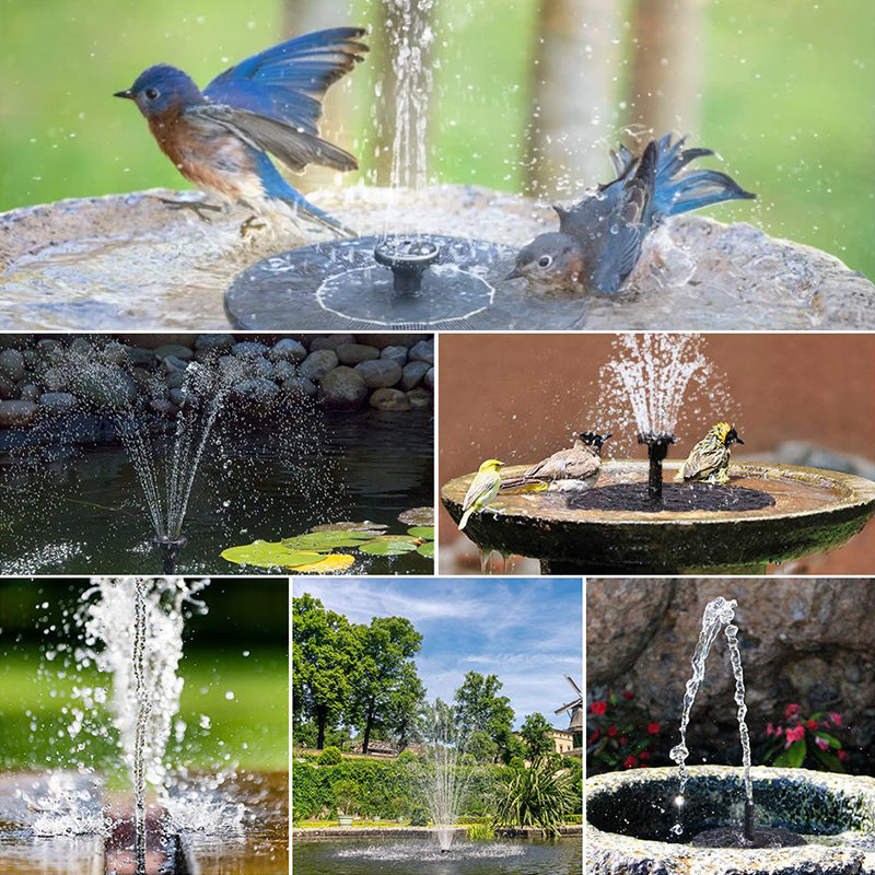 Solar Powered Bird Fountain With Lights