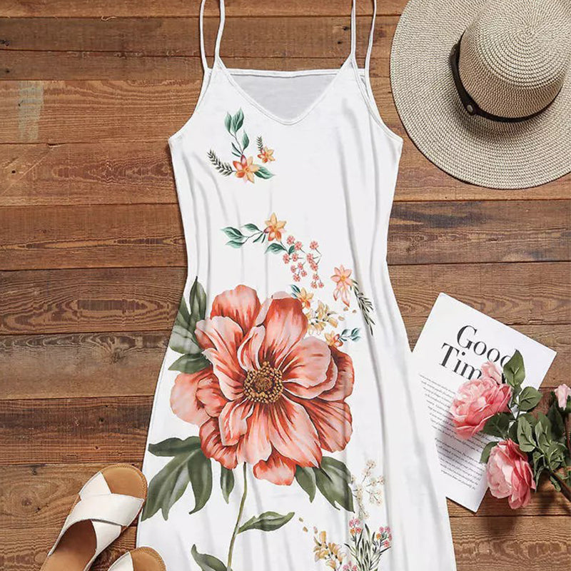 Floral V-Neck Spaghetti Strap Maxi Dress