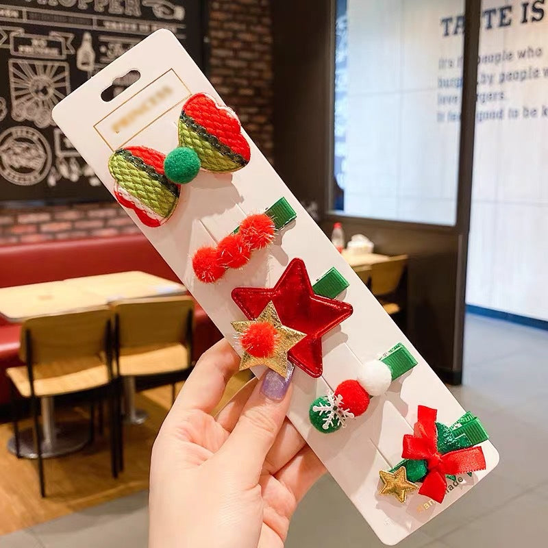 5 Pieces Christmas Hair Clips Set
