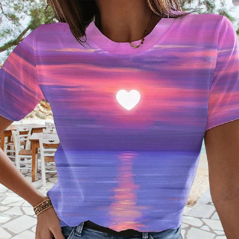 Women's Heart 3D Printed T-shirt